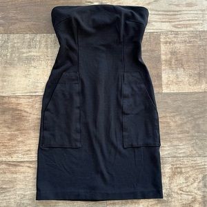 Chaiken strapless little black bodycon dress with pockets